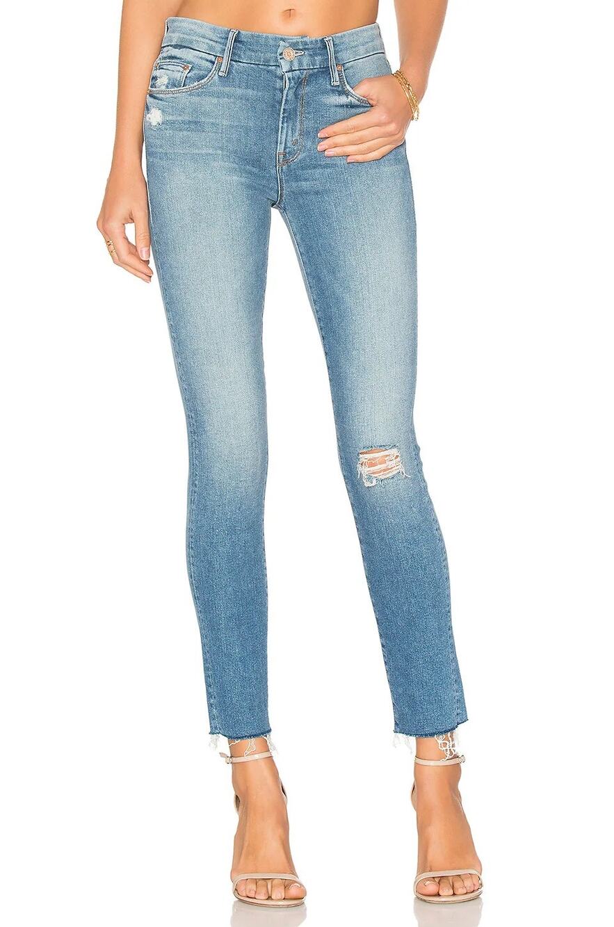 Mother Looker Ankle Fray Jeans Denim Mid Rise Distressed Casual Going Out 27